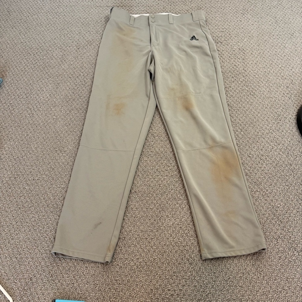 Adidas Gray Baseball Pants Straight-Leg Design